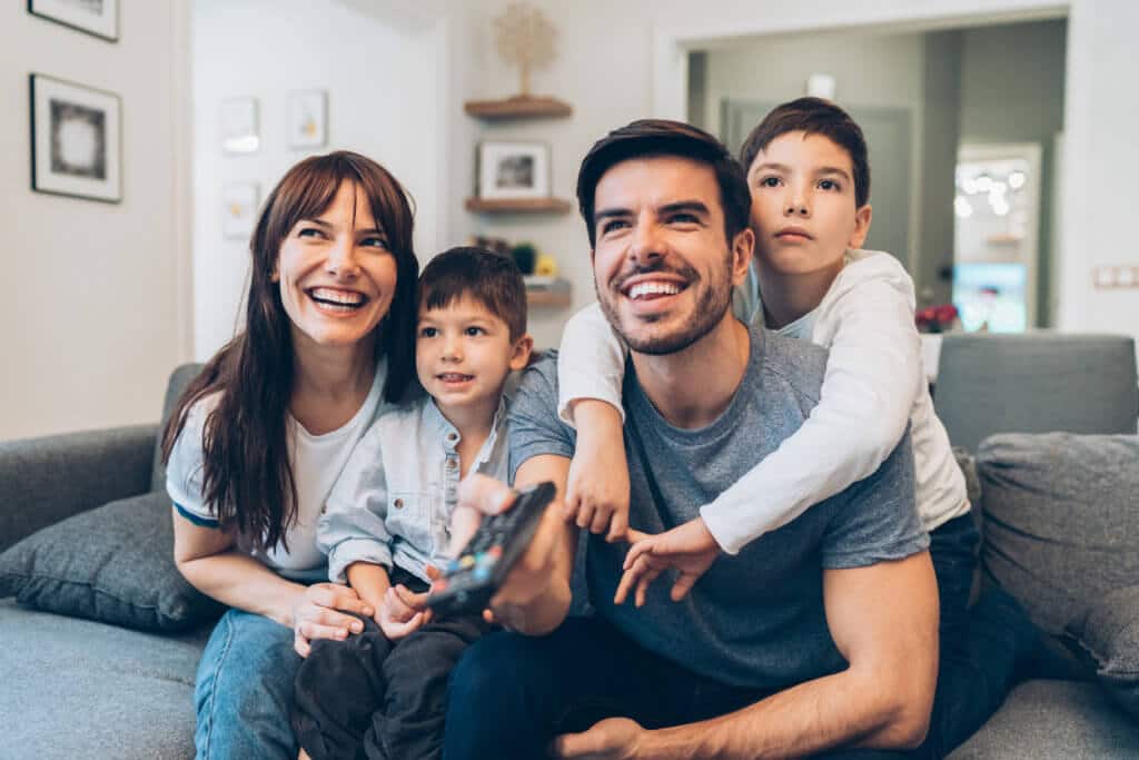 family watching tv