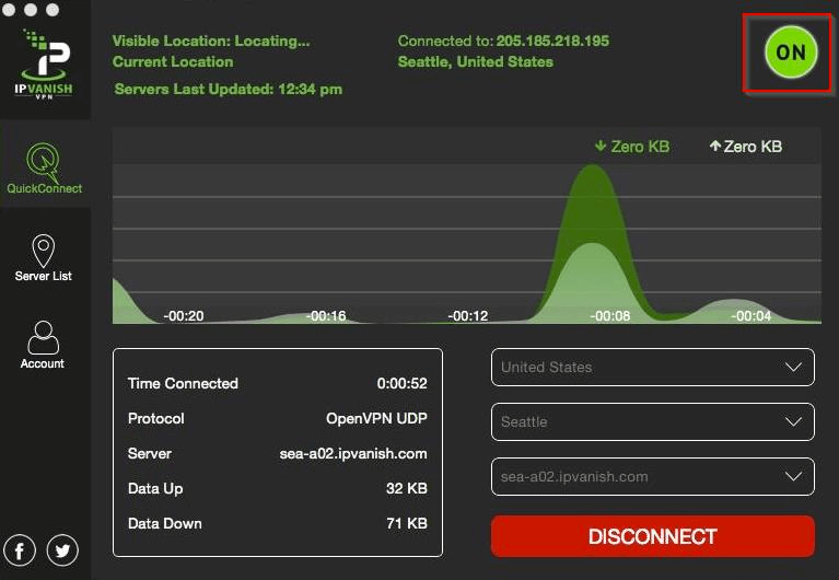 IPVanish connected