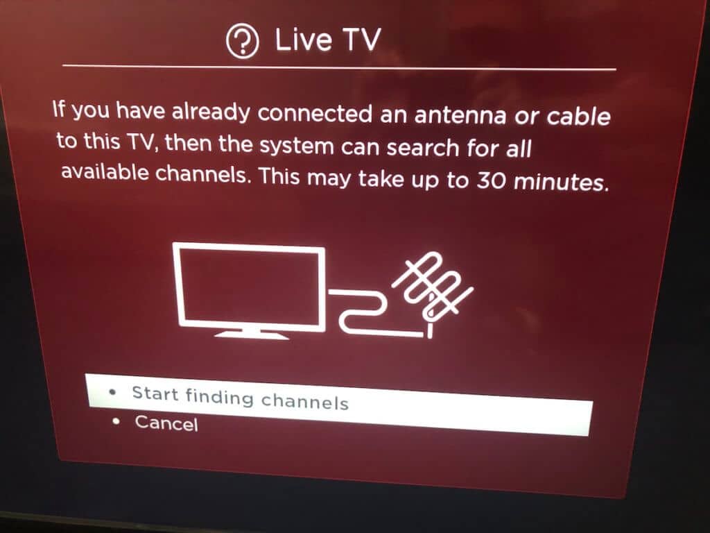 roku tv start channel scan