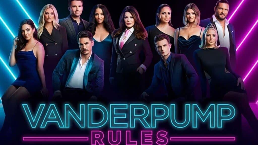 Group of cast from Vanderpump Rules looking at camera