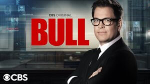 Bull show logo with actor facing camera