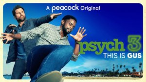 Two goofy men pose behind the Psych 3 logo