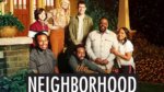 A black family and a white family on front porch