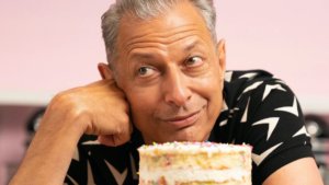 Jeff Goldblum with a birthday cake