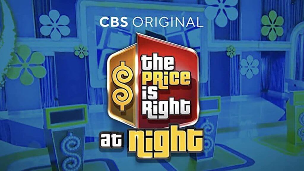 Logo for Price is Right at Night over classic tv set