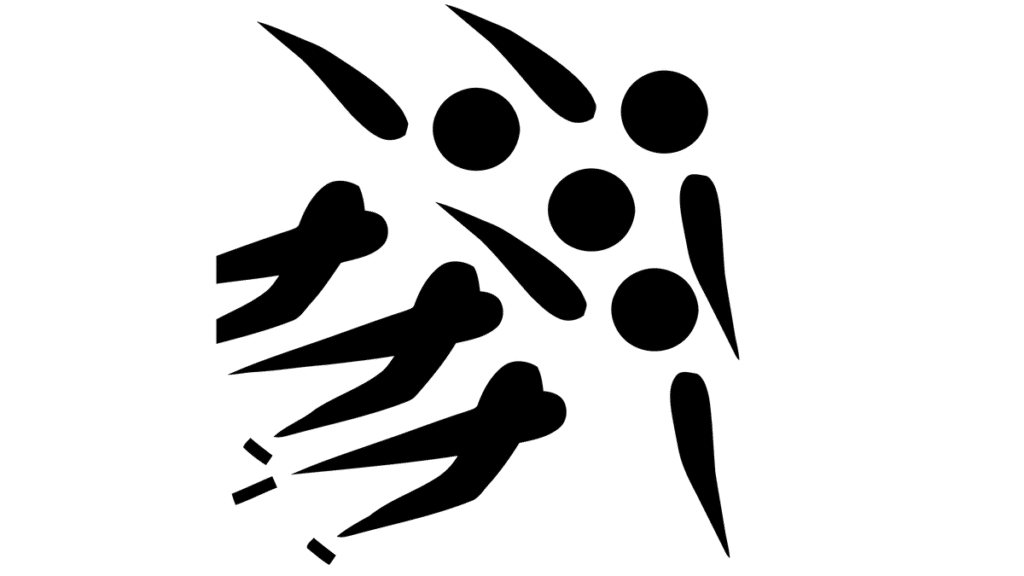 a clip art silhouette of a group of speed skaters