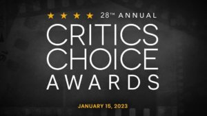 Critics choice awards 2023 logo on black field