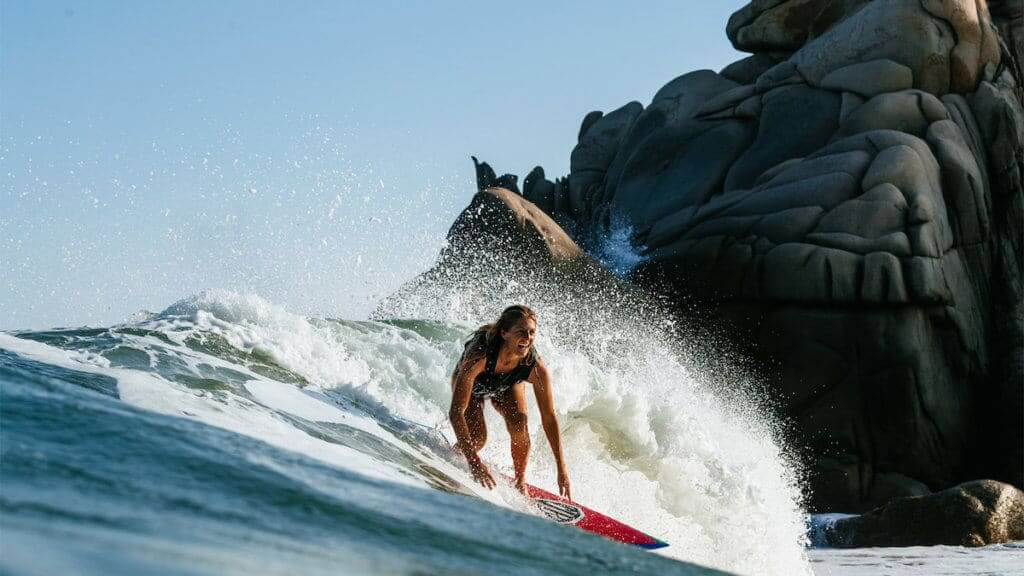 A woman surfing