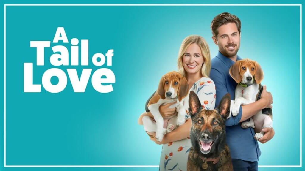 A couple stands back to back holding puppies