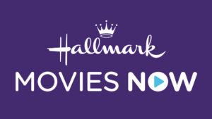 Purple and white logo card for Hallmark Movies Now