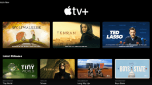 A browsing screen with show art for multiple tv series