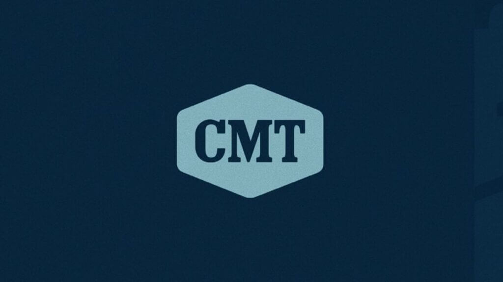 CMT logo in light blue on dark blue background