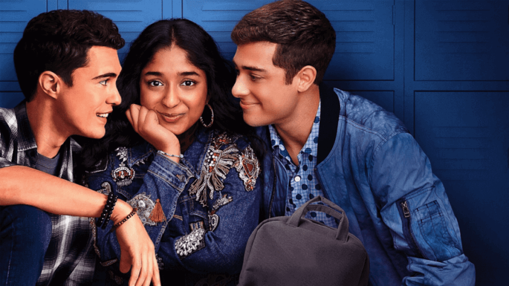 An Indian American teen girl between two boys