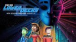 Animated Star Trek characters looking aghast with show logo in space