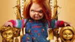A possessed doll on a creepy gold throne