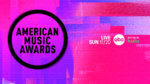 American Music Awards logo on a bright pink, purple, and red background