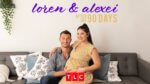 A couple on a couch with the woman pregnant