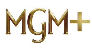 Gold MGM+ logo on white background