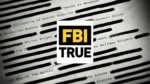 Show logo over a background featuring censored type pages with only the names of famous FBI cases visible