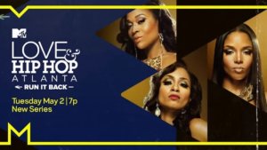 Three of the stars of Love & Hip hop collaged with the logo for the show