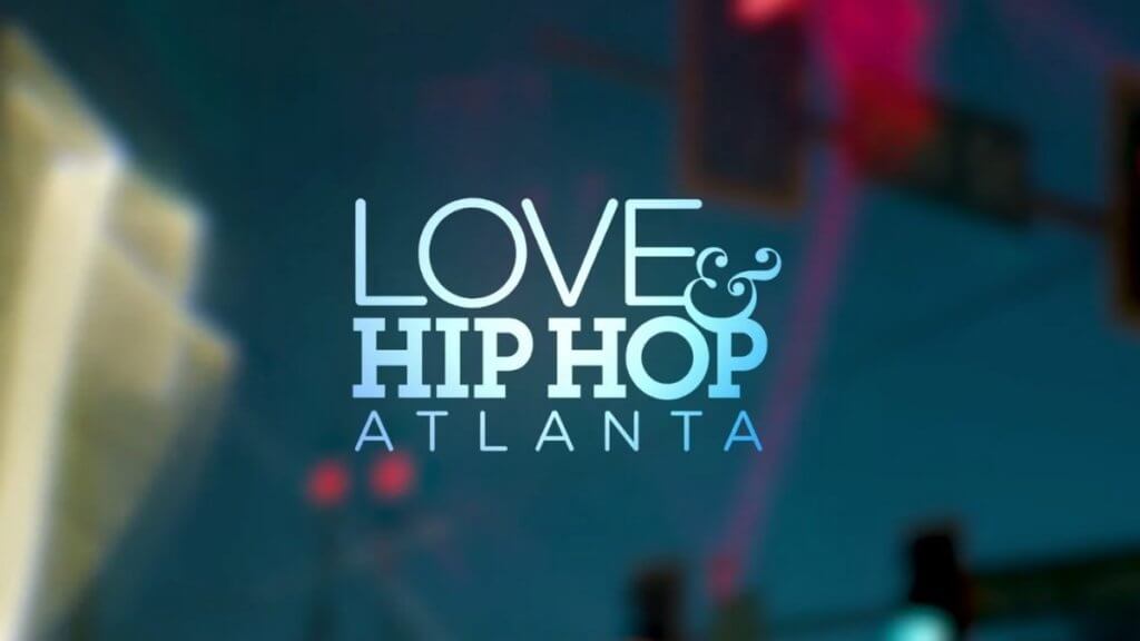 Show logo Love & Hip Hop Atlanta over a blurry nighttime city skyline