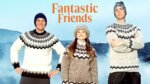 James and Oliver Phelps flank a fellow Harry Potter star on a mountain, all dressed in Nordic sweaters and knit hats