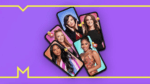 A collage of Teen Mom stars on screens of cell phones with emojis