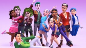 A colorful group of animated teens and zombie teens.