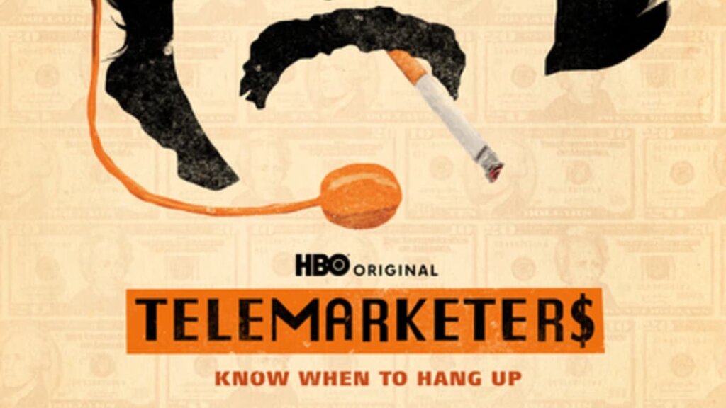 A vintage style graphic showing a man's moustache with a cigarette hanging out and a telemarketing headset on